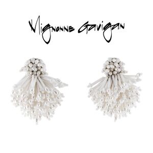 MIGNONNE GAVIGAN WHITE BEADED EARRINGS PARTY FORMAL PROM WEDDING